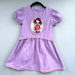 Little Girl Puff Sleeve Linen Dress Girls Sz 6 T Purple Prairie Cottage Party
